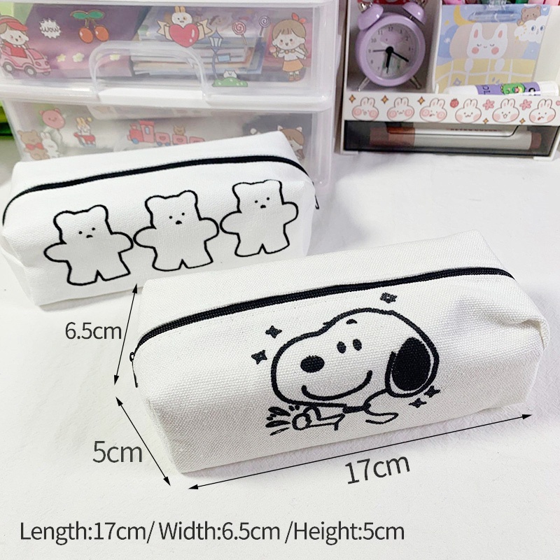 Túi đựng bút bằng vải canvas in hình snoopy dễ thương