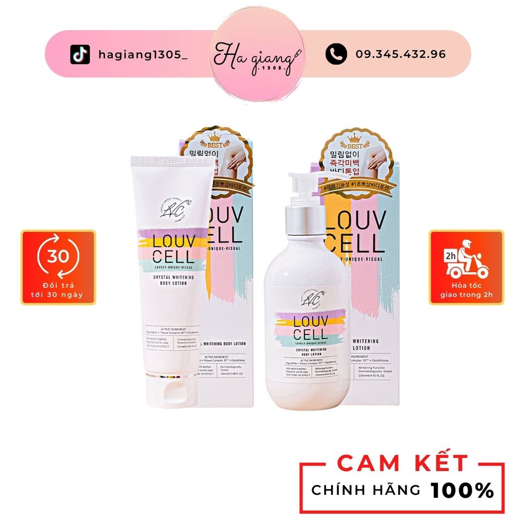 Sữa dưỡng thể trắng da Body Louv Cell Lotion SPF 5 làm trắng da, làm giảm các vết thâm