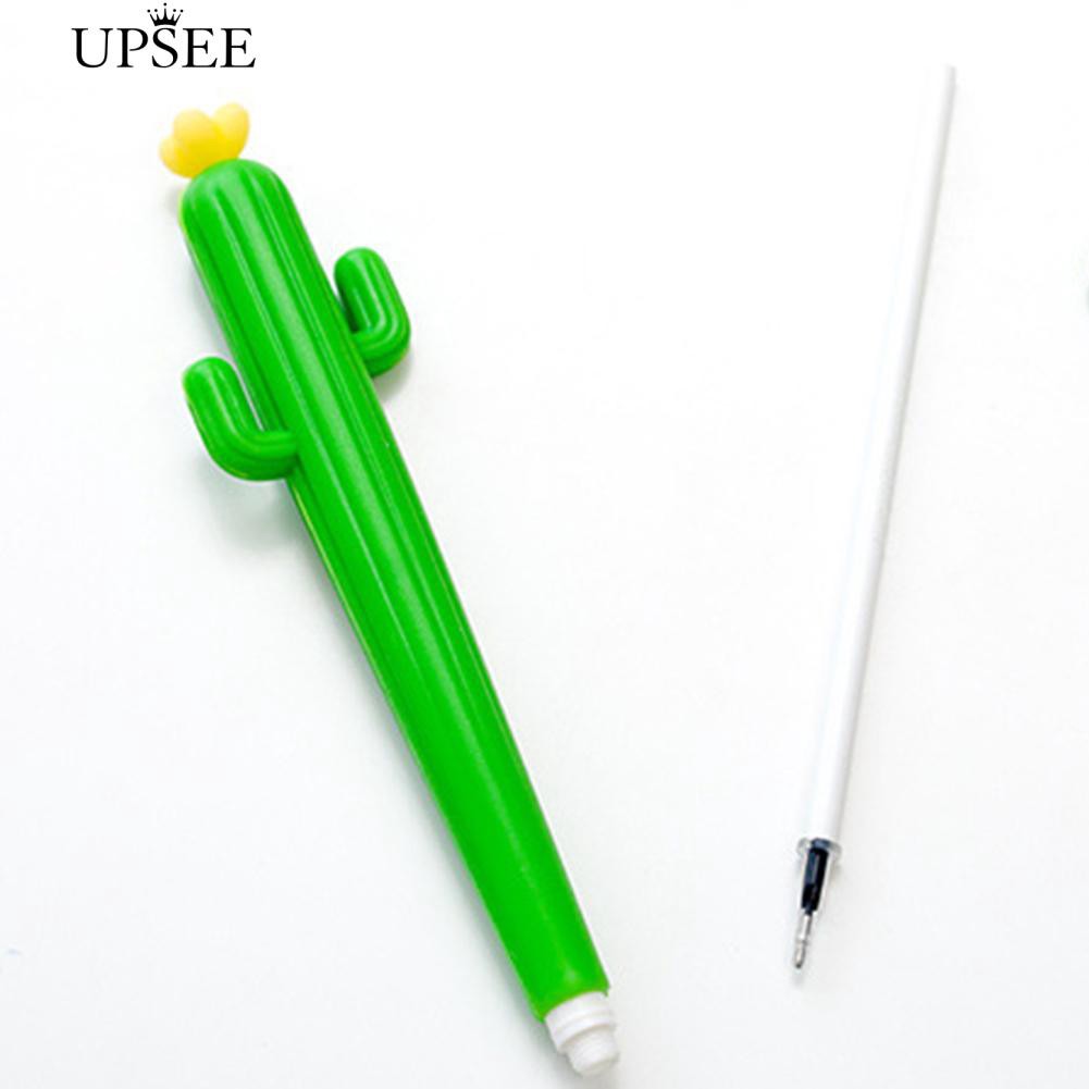 🔰UPSEE  Cactus 0.5mm Black Ink Gel Pen School Office Stationery Gift