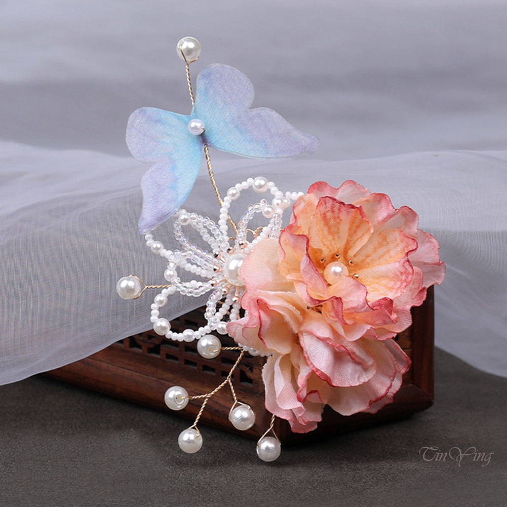 GETNOIVAS 1 Kẹp Tóc Hình Hoa Bằng Lụa Phong Cách Trung Hoa Retro Đơn Giản Độc Đáo Cho Nữ