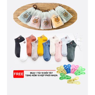 Set 10 đôi vớ tất hình gấu Brown cổ ngắn siêu cute - giao màu ngẫu nhiên