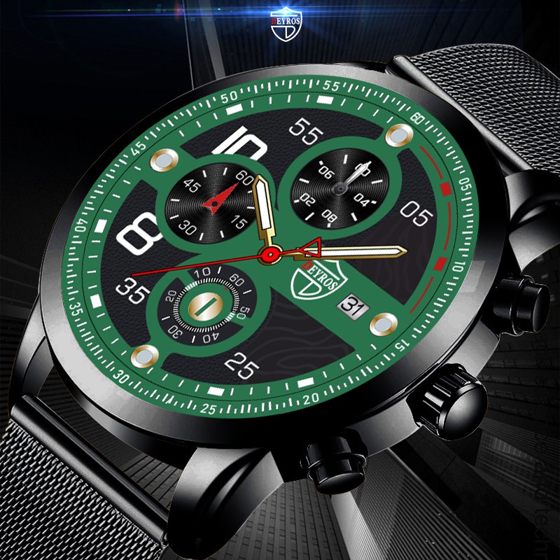 Đồng Hồ Đeo Tay Thạch Anh Dạ Quang Dây Thép Phối Da Thời Trang 2022 Cho Nam