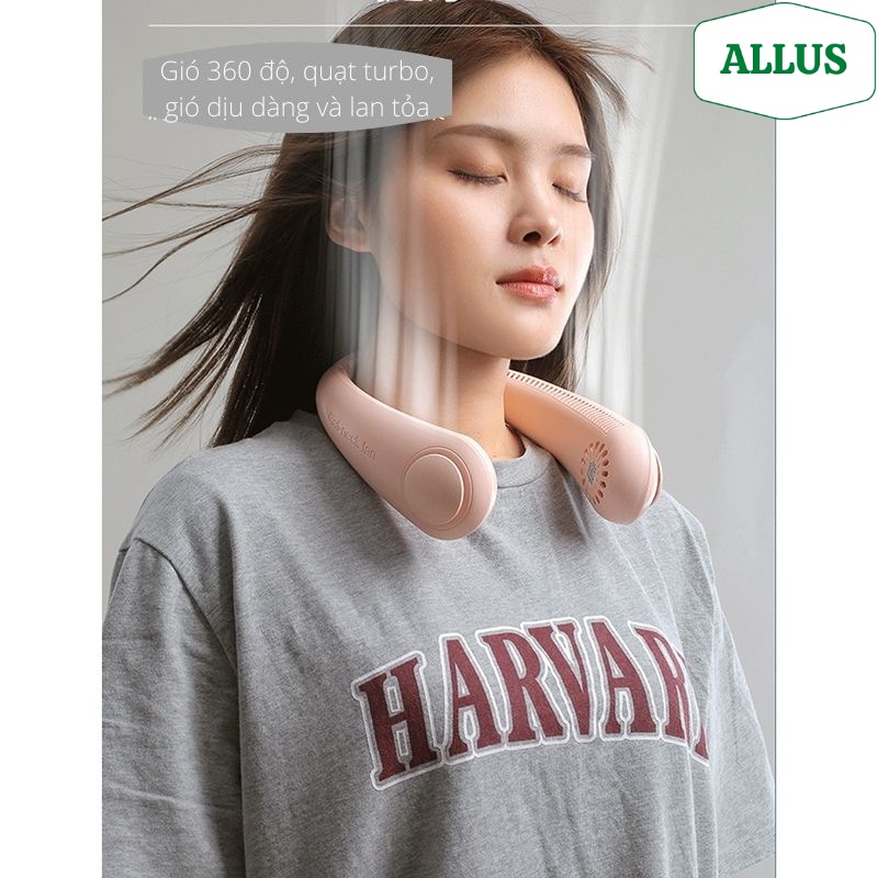 Quạt mini đeo cổ không cánh ALLUS _Biên độ thổi 360 độ mát mẻ dễ chịu, có thể sử dụng trong 3~5h_BH 1 tháng 1 đổỉ 1