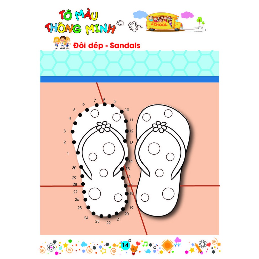 Sách - Tô màu nối số thông minh chủ đề động vật dưới nước