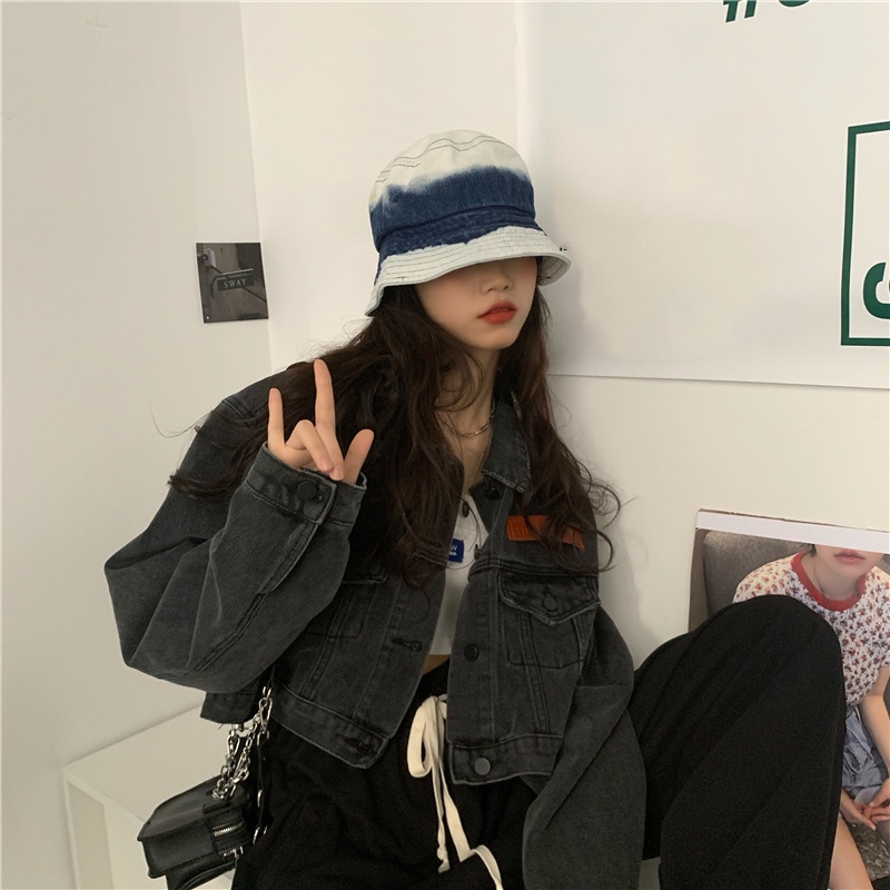 Áo khoác SUXI denim tay dài dáng rộng kiểu retro Hàn Quốc cá tính cho nữ