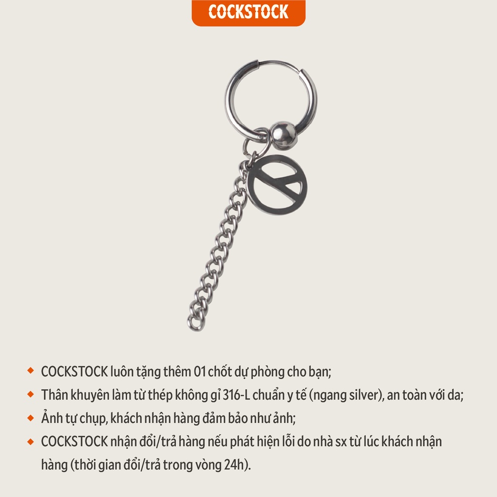 Khuyên tai vòng xích Chain hoop with Peace CockStock