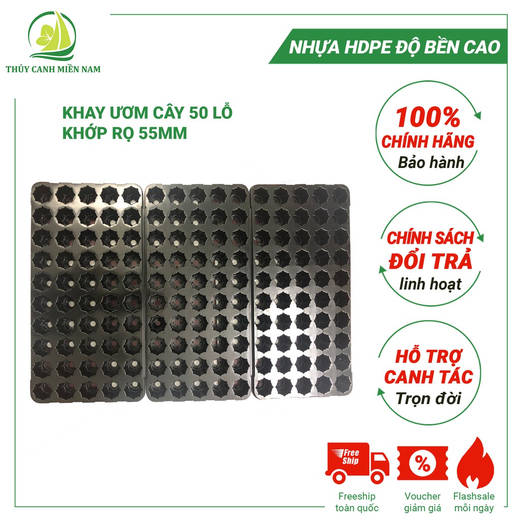 Khay Ươm Hạt Giống | Khay Ươm Cây Loại 50 Lỗ Khớp Rọ 55mm Cực Bền, Dụng Cụ Làm Vườn Tiện Lợi