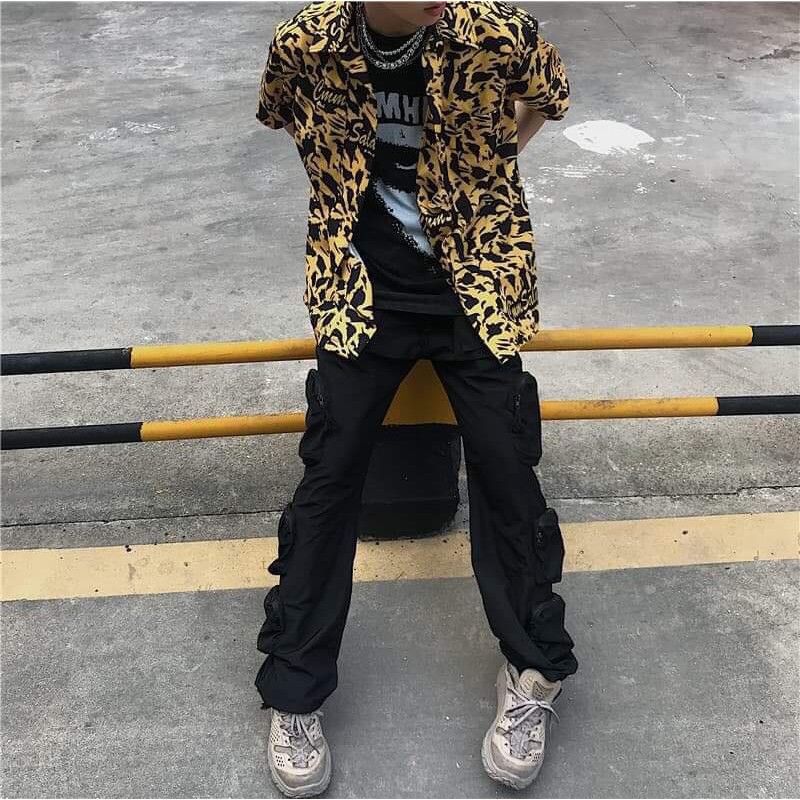 Áo sơ mi tay lỡ unisex RẰN RI ĐEN CMM SALA