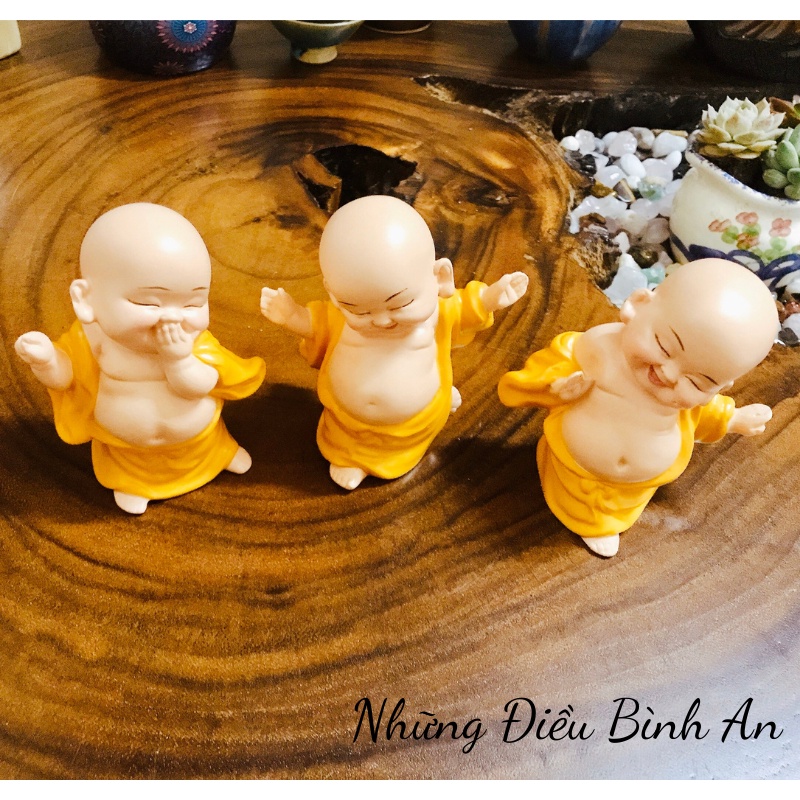 Sét 3 tượng Phật Di Lặc vàng  trang trí ô tô, nhà cửa mang lại hạnh phúc an nhiên