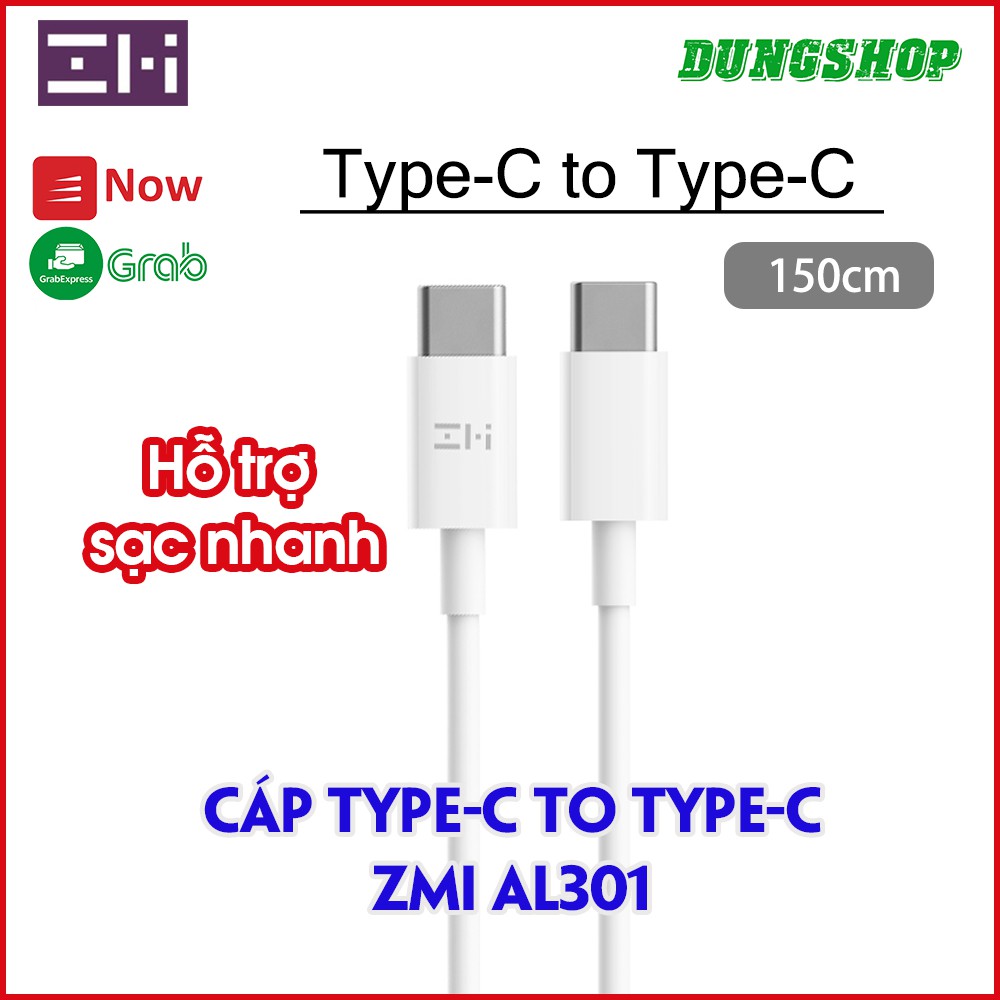 Cáp Xiaomi ZMI 3A Type C To Type C AL301 Dài 1.5m / AL308 Dài 2m - Hỗ trợ sạc nhanh PD