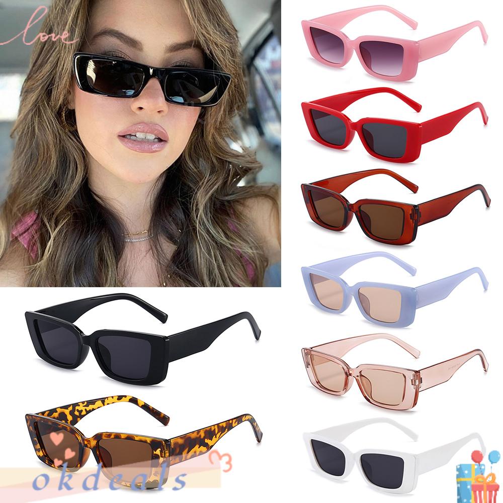 Kính Mát Hình Chữ Nhật Chống Tia UV 400 Màu Sắc Kẹo Ngọt Xinh Xắn