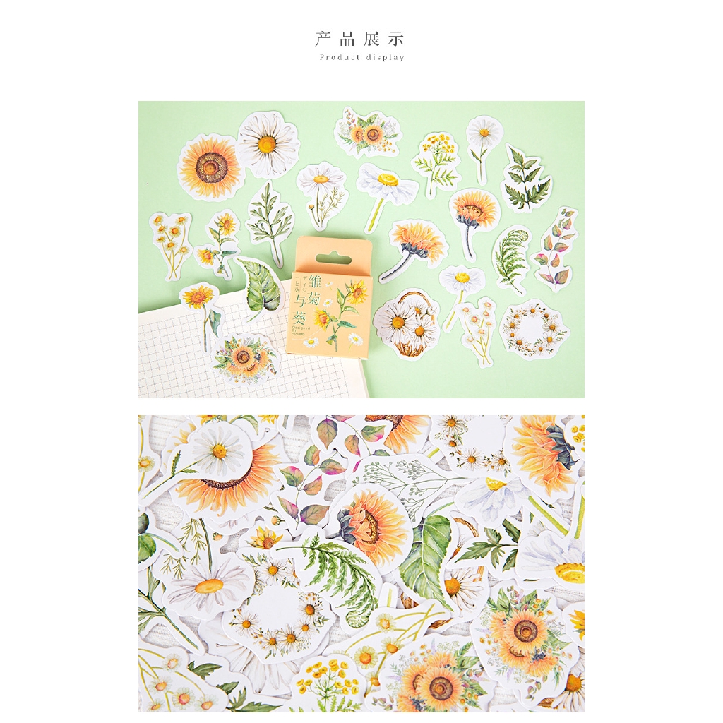 Hộp 46 Miếng Dán Trang Trí Hoa Cúc Và Hướng Dương
