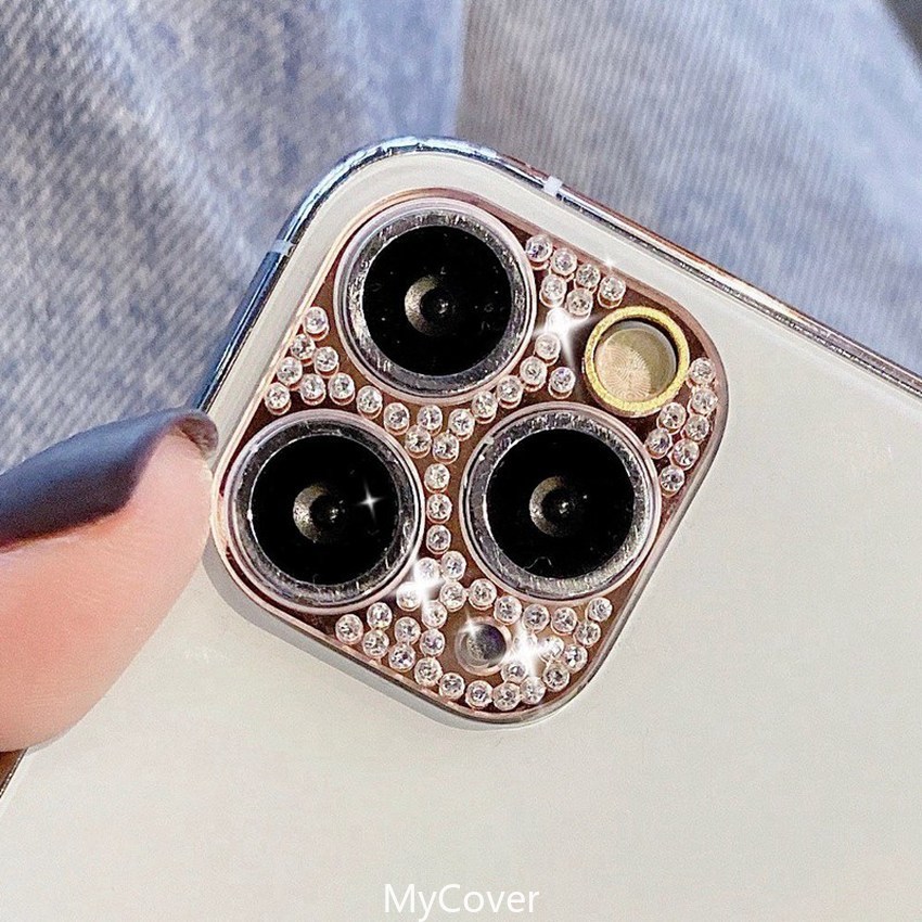 Miếng dán bảo vệ ống kính máy ảnh đính đá dành cho điện thoại iPhone 13 12 11 Pro Max