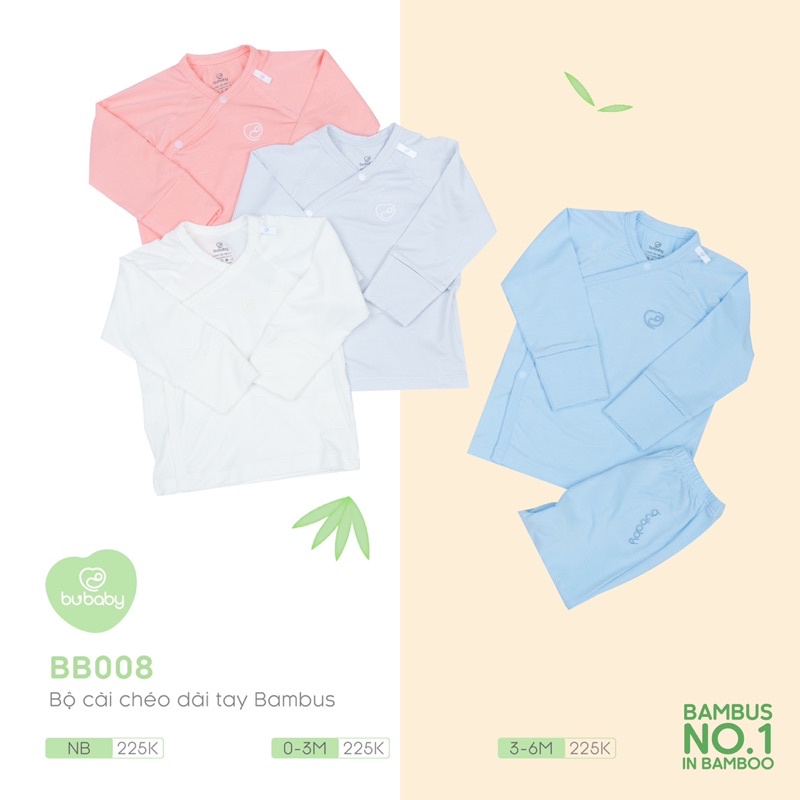 BuBaby - Bộ dài tay cài chéo sơ sinh
