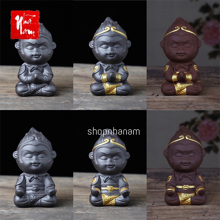 Tượng Tôn ngộ không gốm sứ Tề thiên đại thánh trang trí bể cá ô tô shop nhã nam