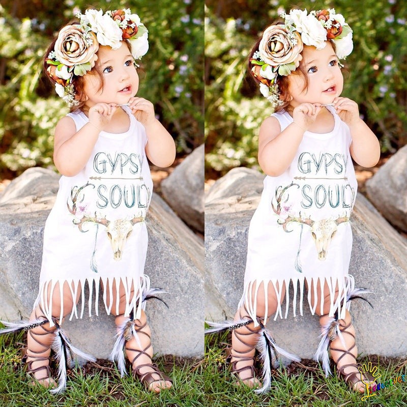 ❤XZQ-Newborn Baby Kids Girl Dress Sleeveless Party Dress Summer Sundress Clothes 0-4Y