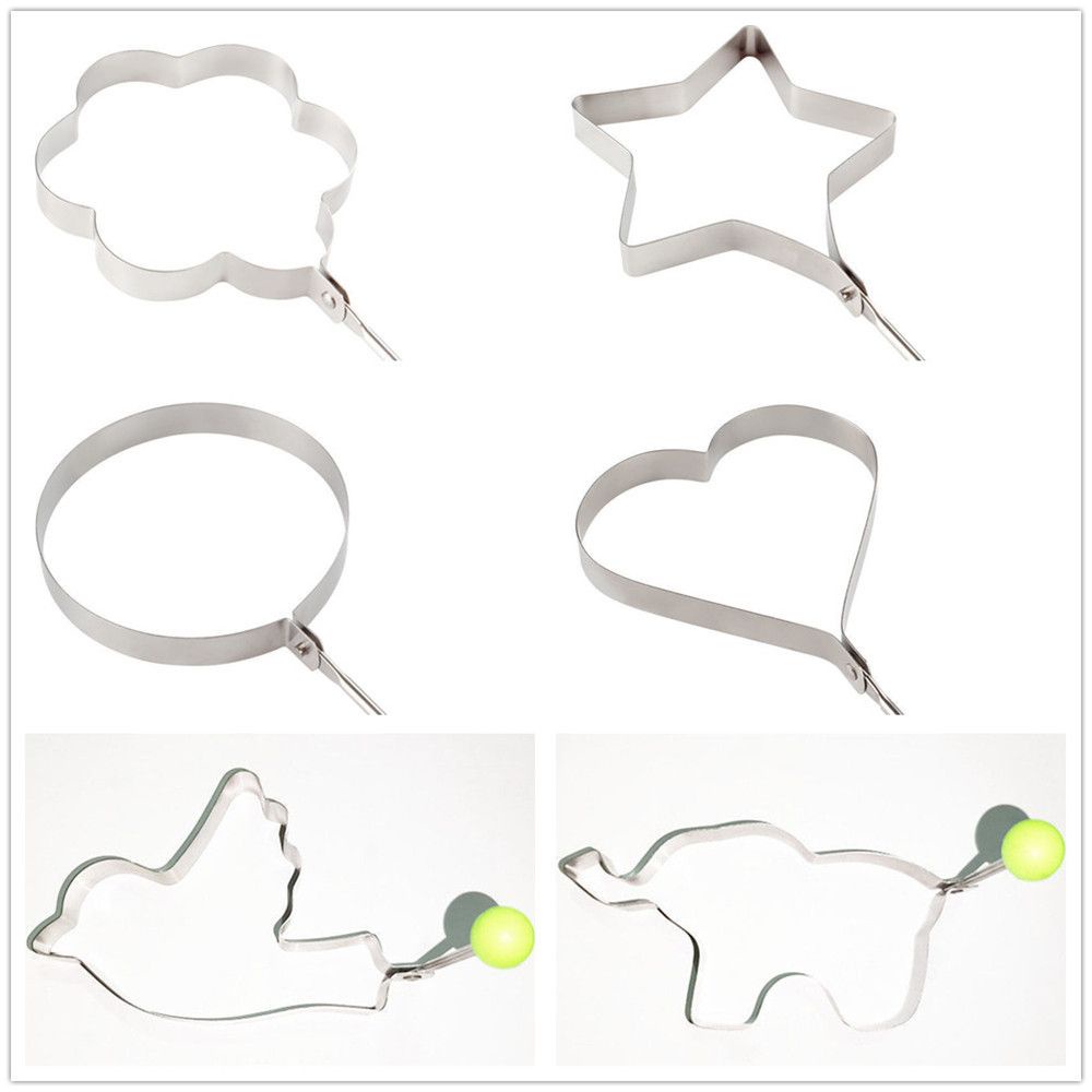 Khuôn Chiên Trứng Hình Tròn / Ngôi Sao / Trái Tim Bằng Thép Không Gỉ