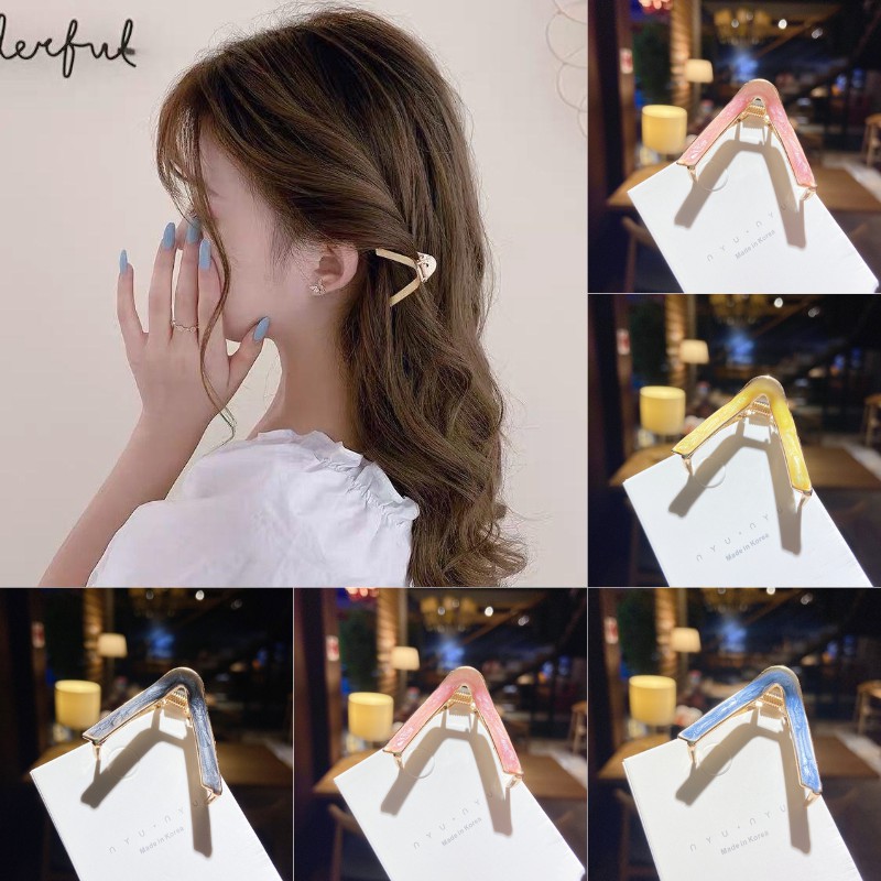 Kẹp Tóc Hình Chữ V Cỡ Lớn Phong Cách Hàn Quốc