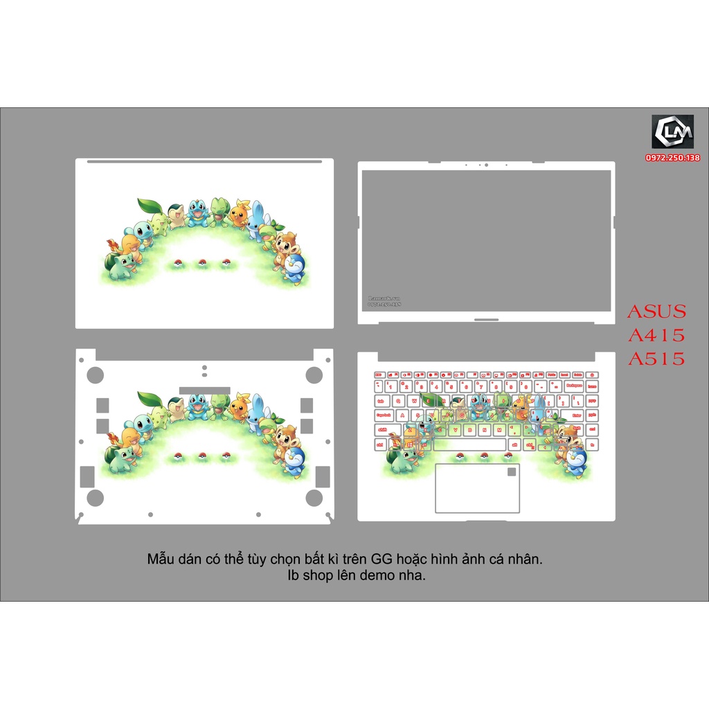 Skin dán cho laptop Asus A415 , A515 , theo yêu cầu, hình tùy chọn hình bất kì trên GG hoặc hình ảnh cá nhân.
