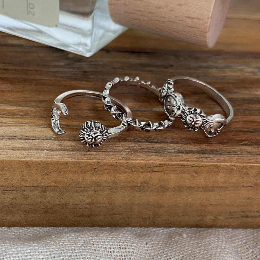 Set 3 Nhẫn Đeo Tay Phong Cách Vintage Xinh Xắn Cho Nữ