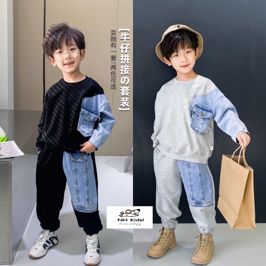 Bộ nỉ da cá phối bò set nỉ da cá dành cho trẻ em dày dặn hàng bán shop phù hợp với trẻ từ 10-25kg