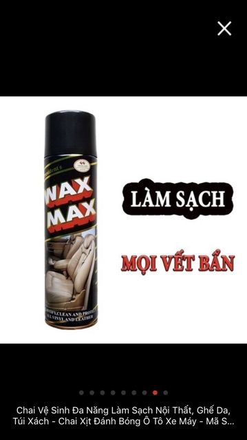 Xịt dưỡng làm sạch và bảo vệ da ghế WAX MAX chuẩn hàng thái