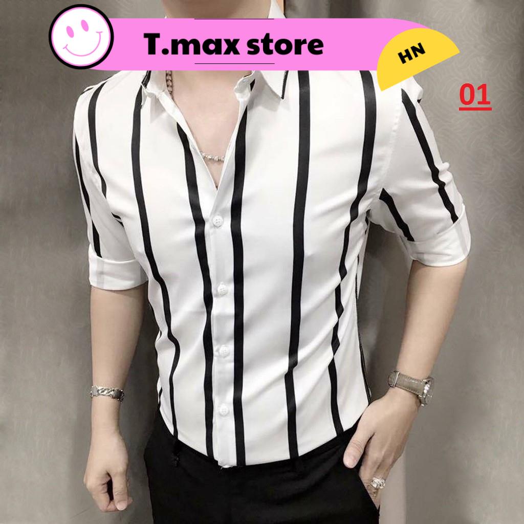 Sơ Mi Nam Kẻ Sọc 💖FREESHIP💖 Áo Sơ mi Nam - Chất liệu lụa cotton, chất vải mềm mịn, dáng slimfit trẻ đẹp
