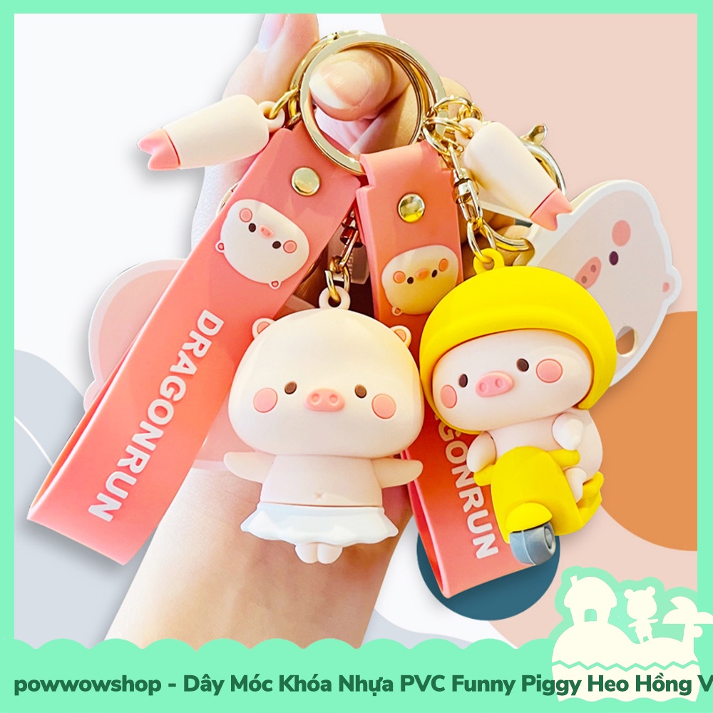 [Sẵn VN - Hỏa Tốc] Dây Móc Khóa Nhựa PVC Mẫu Nhân Vật Hoạt Hình Heo Piggie Ngộ Nghĩnh
