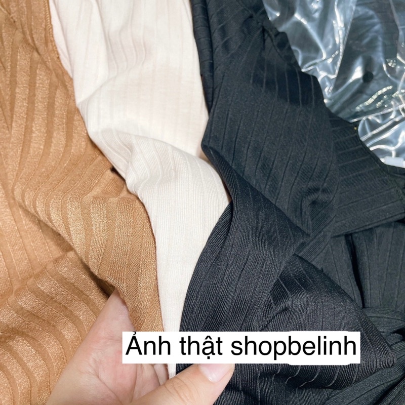 Áo len cổ chéo hở vai, áo dệt kim gân to dài tay dáng ngắn ôm dáng sexy - shopbelinh