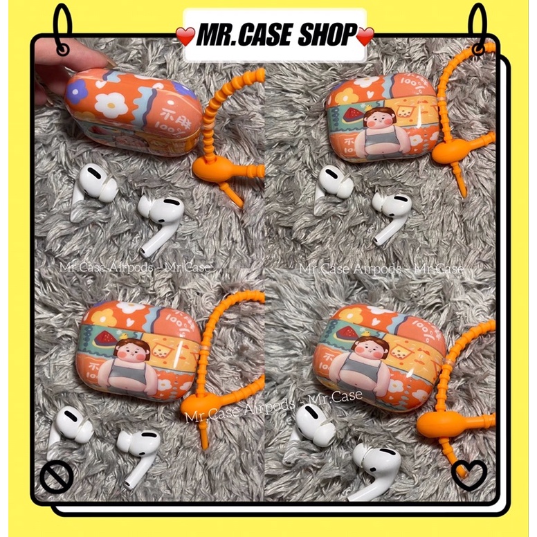 Case Airpods 1/2 /3/Pro Vỏ Ốp Tai Nghe Nhựa Dẻo Hình Hoạt Tiếc Dưa Hấu Kèm Dây Đeo - Mr.Case AirPods