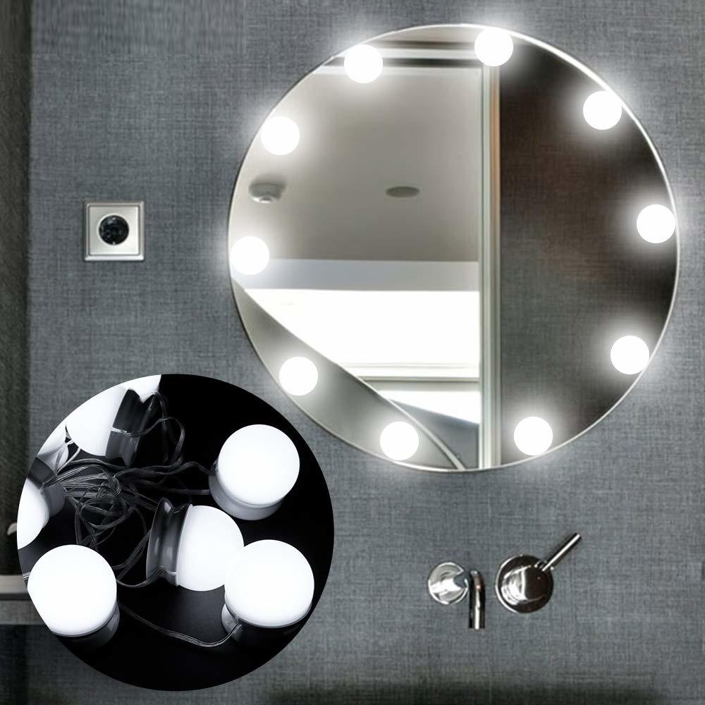 Đèn Led Siêu Sáng 10 Bóng Trang Trí Phòng Ngủ/ Bàn Trang Điểm Phong Cách Hollywood Có Dây Cắm Usb 3 Màu 10 Cấp Độ Sáng