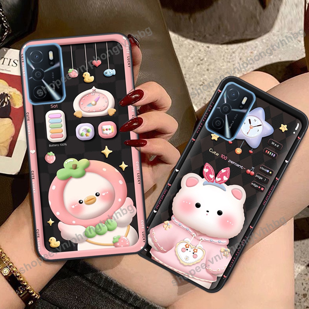 Ốp lưng Oppo A16 / A16K gấu,thỏ trắng , đồng hồ dễ thương cute cực đẹp