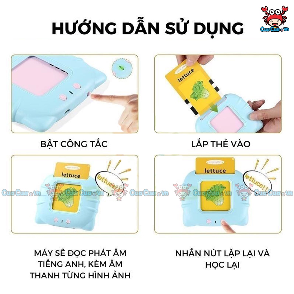 Máy đọc thẻ tiếng anh flashcard, máy đọc thẻ song ngữ anh việt, thẻ học thông minh cho bé học tiếng anh nói tiếng việt