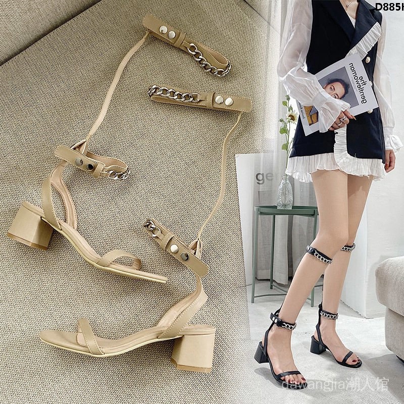 Giày sandal thời trang cá tính420203Giày đi biển phối dây xích kim loại cao cấp thời trang dành cho nữ