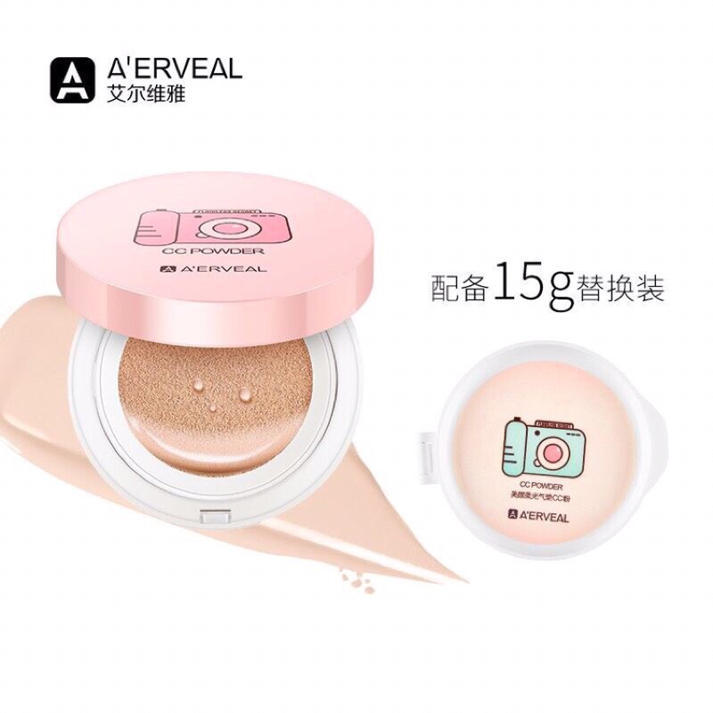 SET phấn nước nền A'erveal máy ảnh CC Powder kèm lõi thay