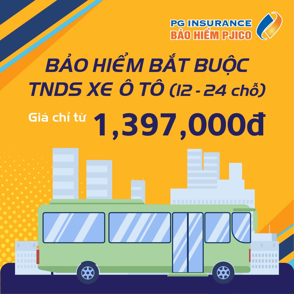 Toàn Quốc [E-voucher] PJICO - Bảo hiểm TNDS bắt buộc xe ô tô không kinh doanh - Loại từ 12 đển 24 ch