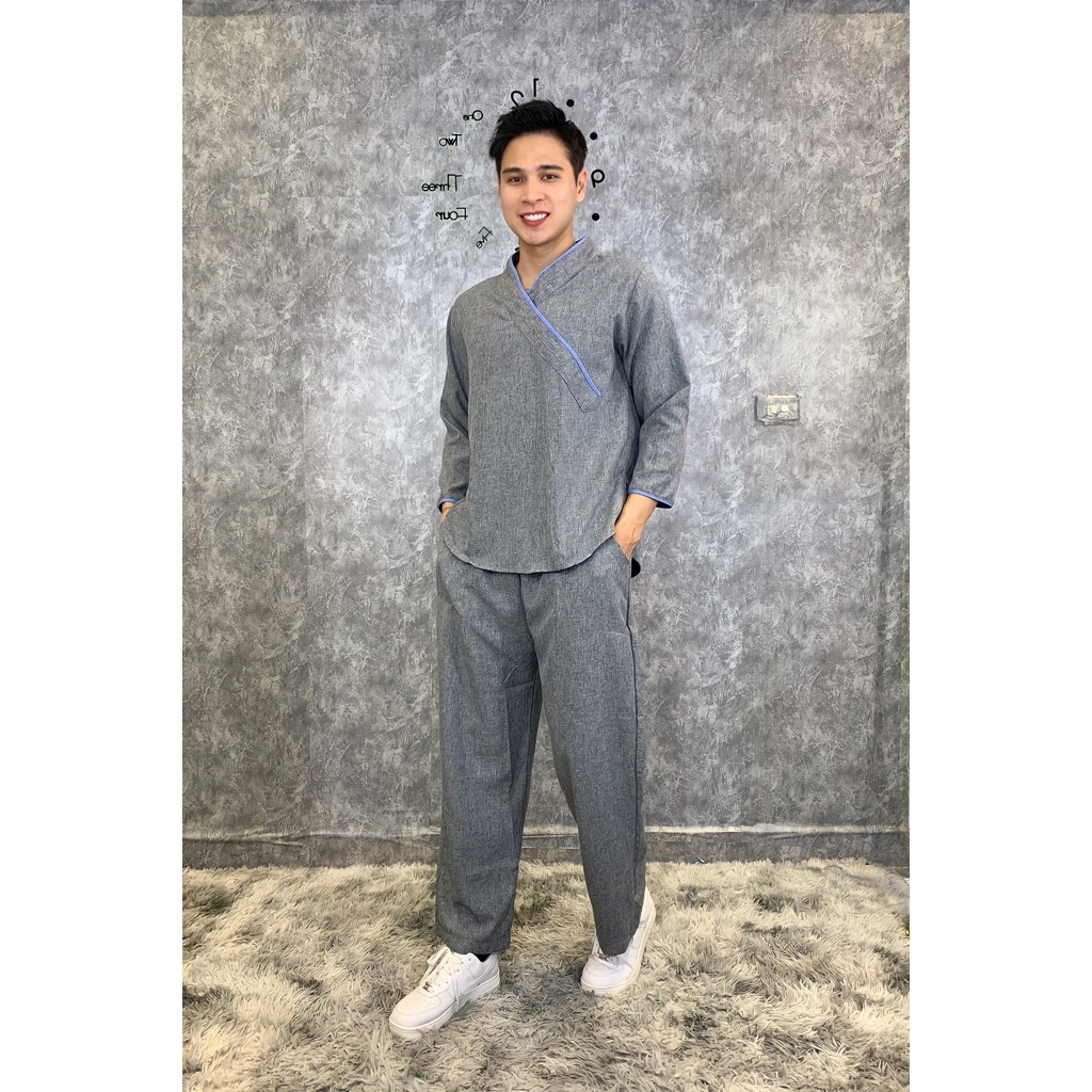 Đồ Lam Đi Chùa Nam Cao Cấp - Pháp Phục Đi Chùa Của Nam S5