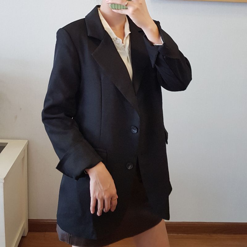 [BLAZER 03] Blazer dài tay hai lớp màu trơn phong cách Hàn Quốc