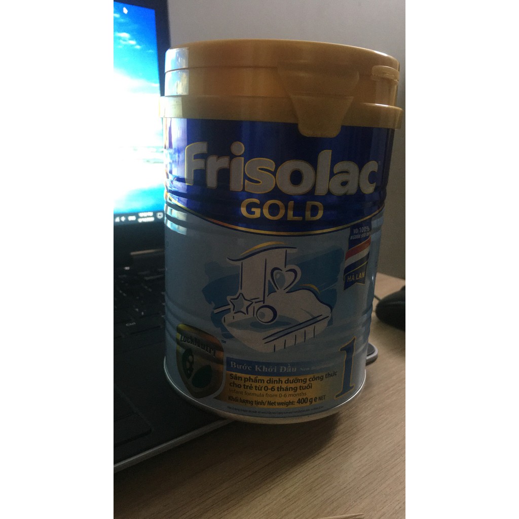 Thanh lý siêu hot- SỮA BỘT FRISOLAC GOLD SỐ 1 0-6 THÁNG 400G ( tặng thêm 5 hộp gơ lưỡi cho bé )