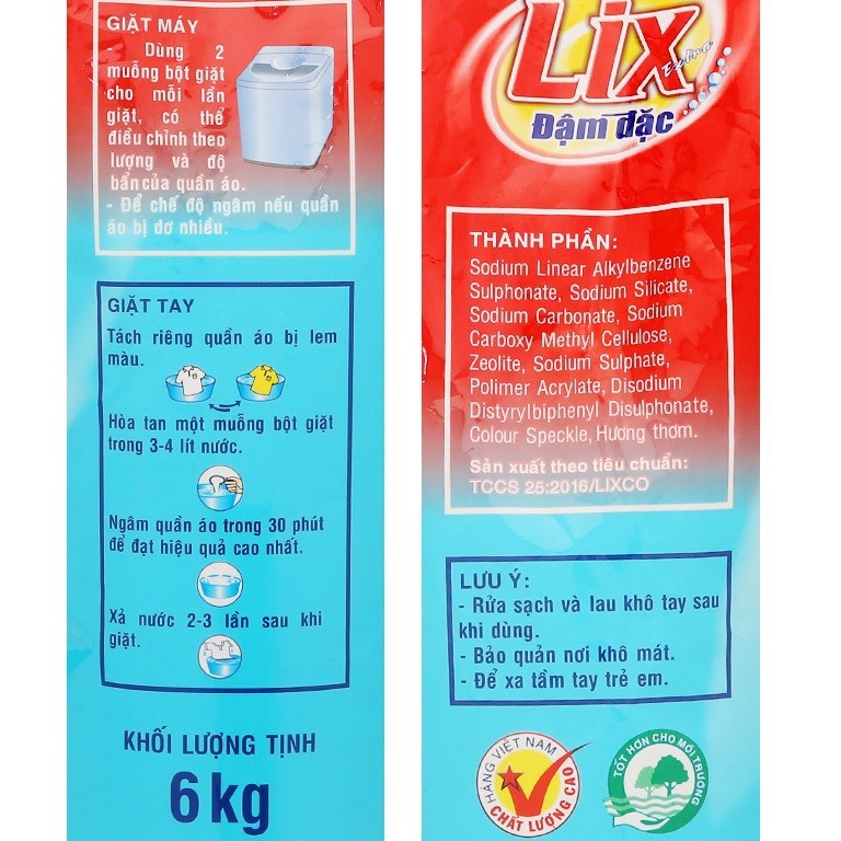  Bột Giặt LIX Extra Đậm Đặc 6Kg ED010 - Tẩy Sạch Vết Bẩn Mạnh Gấp 2 Lần