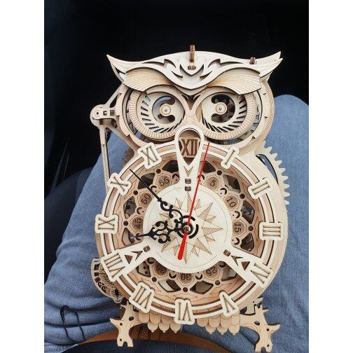 Đồ Chơi Lắp Ráp Bằng Gỗ 3D Robotime Mô Hình Động Cơ Học Đồng Hồ Con Cú Mèo  LK503