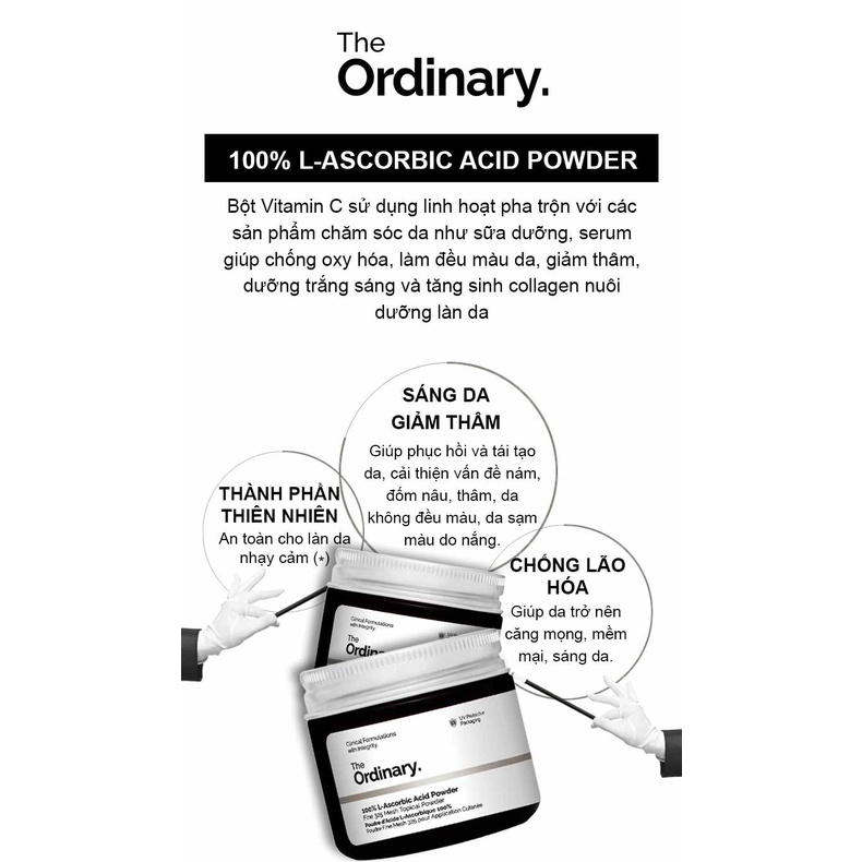 Bột Vitamin C The Ordinary 100% L Ascorbic Acid Powder 20g