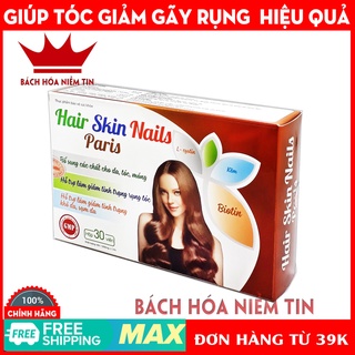 Viên uống bổ sung Biotin, Hair Skin Nails Paris giúp tóc chắc khỏe, giảm gãy rụng tóc, bảo vệ da tóc - Hộp 30 viên