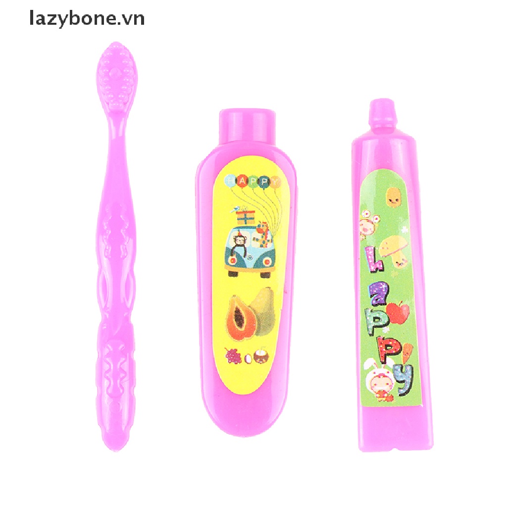 Set bàn chải đánh răng cốc và tuýp kem đánh răng đồ chơi dành cho nhà búp bê