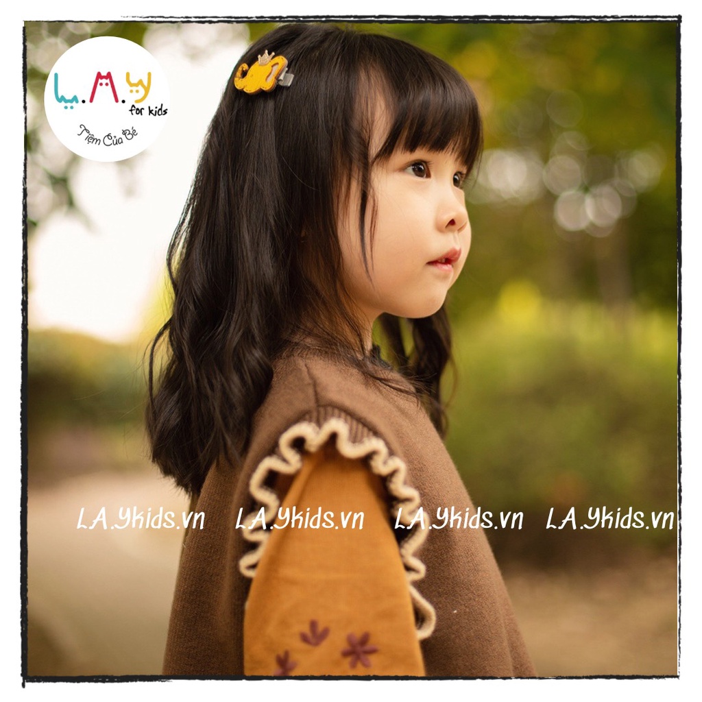 Gile Len Viền Bèo Thắt Nơ Eo 2 Màu Nâu Kem Cho Bé Mix Đồ Ngày Thu Đông L.A.Y kids