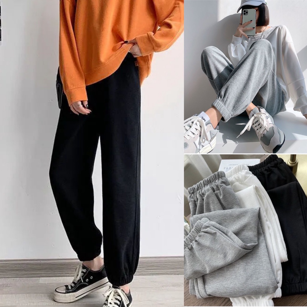 Quần jogger dài nữ cạp chun bom gấu chất tổ ong dày dặn cao cấp - Mã Q584