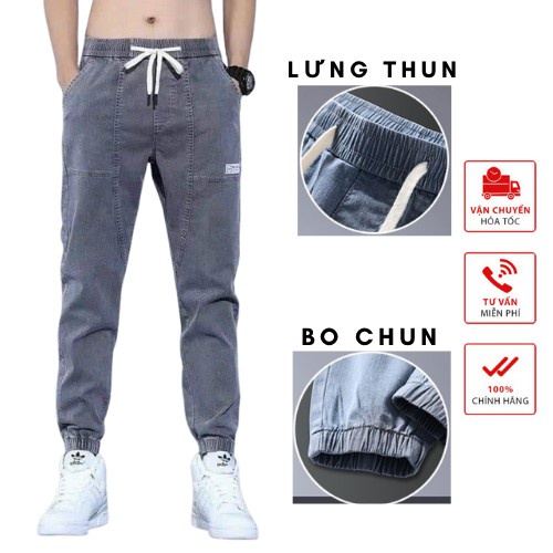Quần Jeans Nam ống bo chân, Quần jogger jeans, chất bò(jeans) Co Dãn 4 Chiều [ hàng chuẩn Shop] QJ58