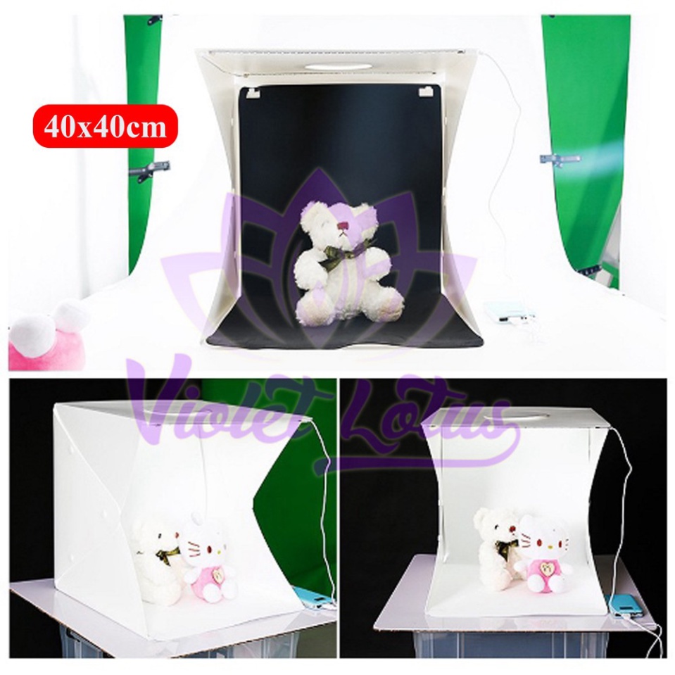 Hộp Chụp Sản Phẩm 2 Dãy Đèn Led Siêu Sáng Trắng Puluz 22*23*24kaikai