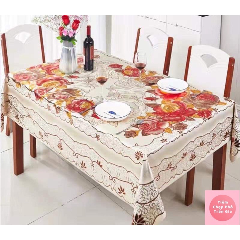 Khăn Trải Bàn 3D Hoạ Tiết Nổi Bằng Nhựa Không Thấm Nước Size 140 x 180 cm