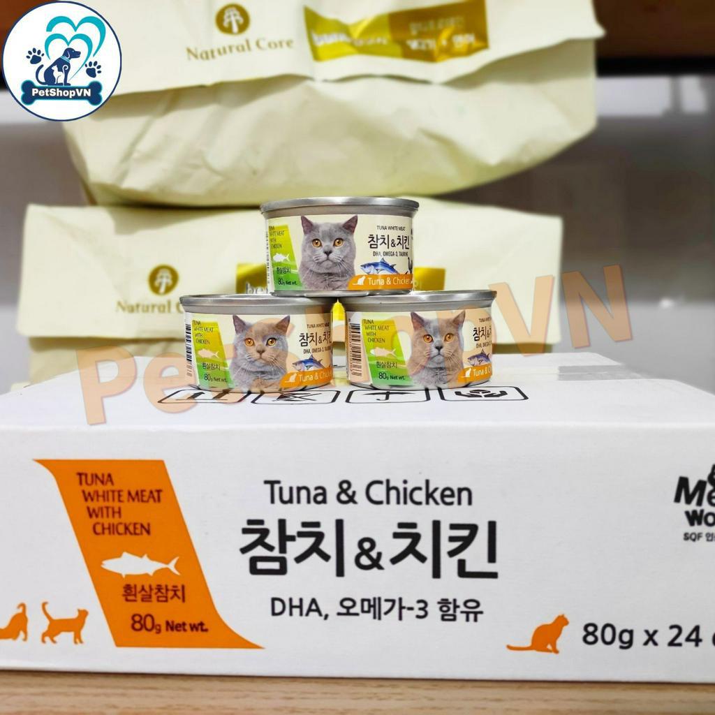 [ COMBO THÙNG 24 LON MIX ĐỦ 6 VỊ ] Pate Cho Mèo MEOWOW Cá Ngừ Trắng Nguyên Miếng Đóng Hộp 80g